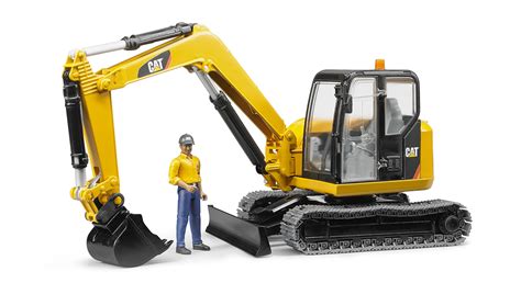 bruder 02467 cat mini excavator with a worker|bruder caterpillar toys.